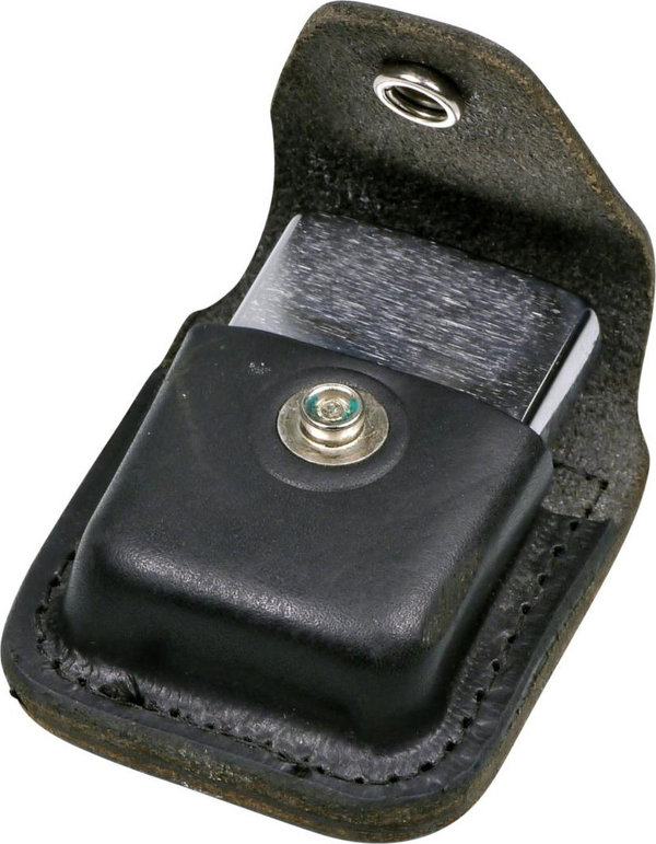 Original ZIPPO Benzinfeuerzeug im Set mit ZIPPO Ledertasche Clip schwarz