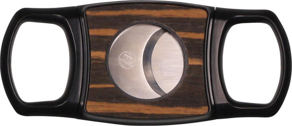Zigarren-Abschneider Kunststoff schwarz mit Holzauflage 25mm Schnitt