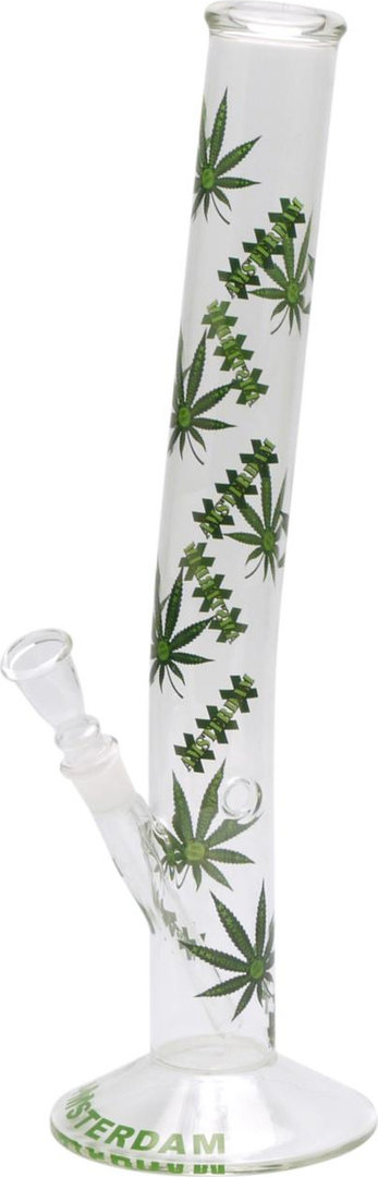 Bong Glas "Green XXX Leaf", H 45cm, Ø 50mm, S 14,5mm