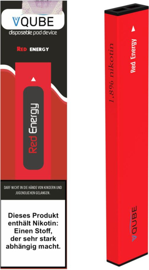 VQube E-Shisha 2 Go "Red Energy" mit Hybrid-Nikotin 18mg/ml