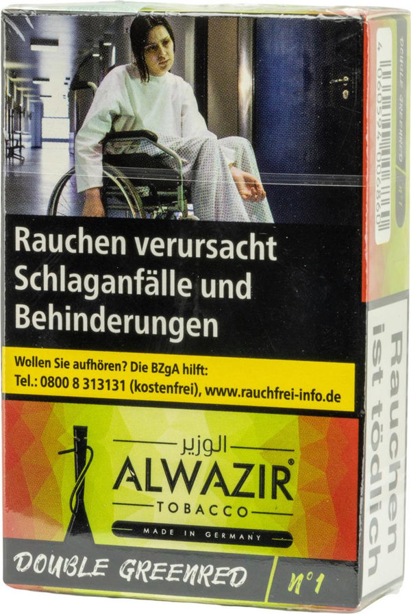 Wasserpfeifen-Tabak Alwazir "Double Greenred No. 1" 20gr.-Packung Doppelapfel